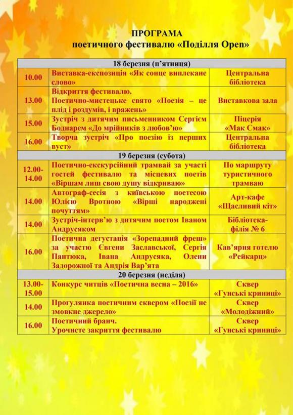 Кам’янець перетвориться на осередок поезії, фото №1 на сайті 20minut.ua