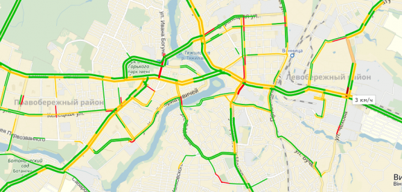 Де сьогодні, 28 квітня,  зранку у Вінниці паралізувало рух. Карта заторів, фото №1 на сайті 20minut.ua