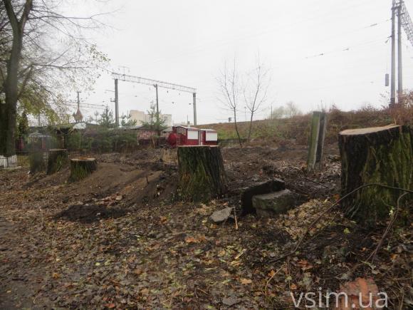 В парку Франка під туалет за мільйон зрізали дерева, фото №2 на сайті vsim.ua