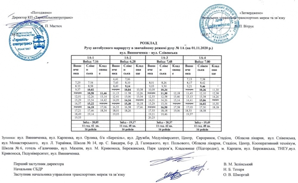 Увага! 1 листопада автобус № 1А тимчасово змінить свій маршрут (ГРАФІК), фото №1 на сайті 20minut.ua