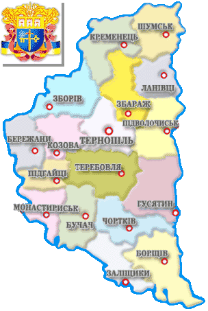Карта Тернопільської області – Тернопільщина
